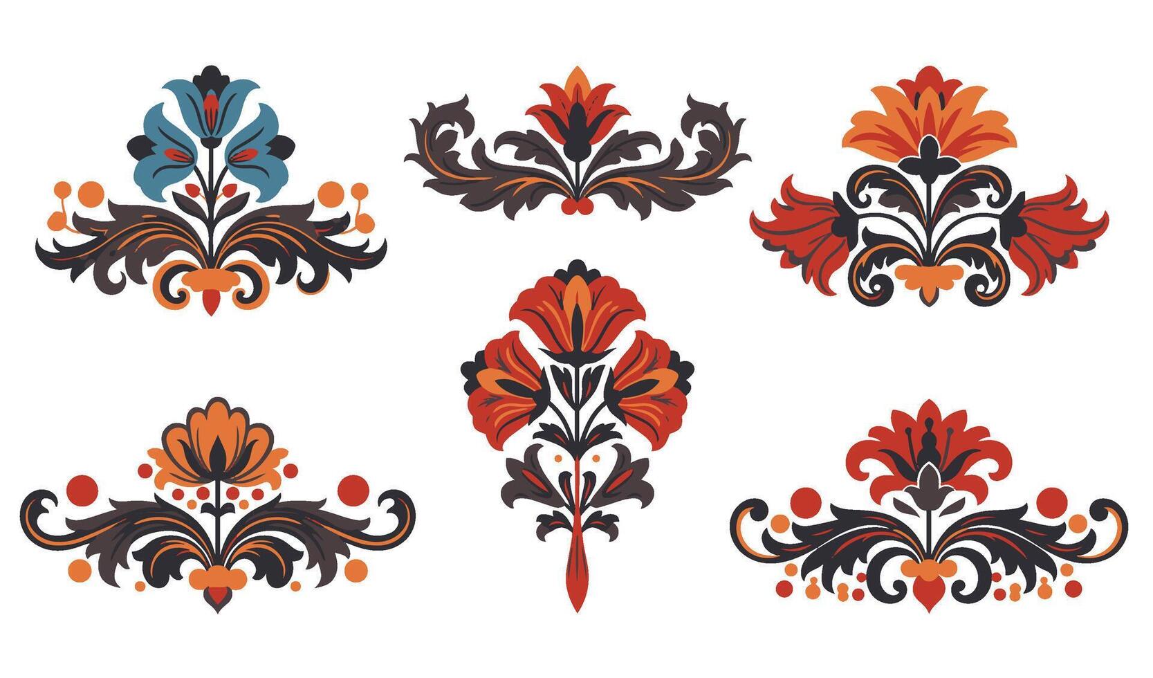 Elegant Floral Element Royalty Baroque Style Ornament Set for Creating High-Class Invitations and Decor vector