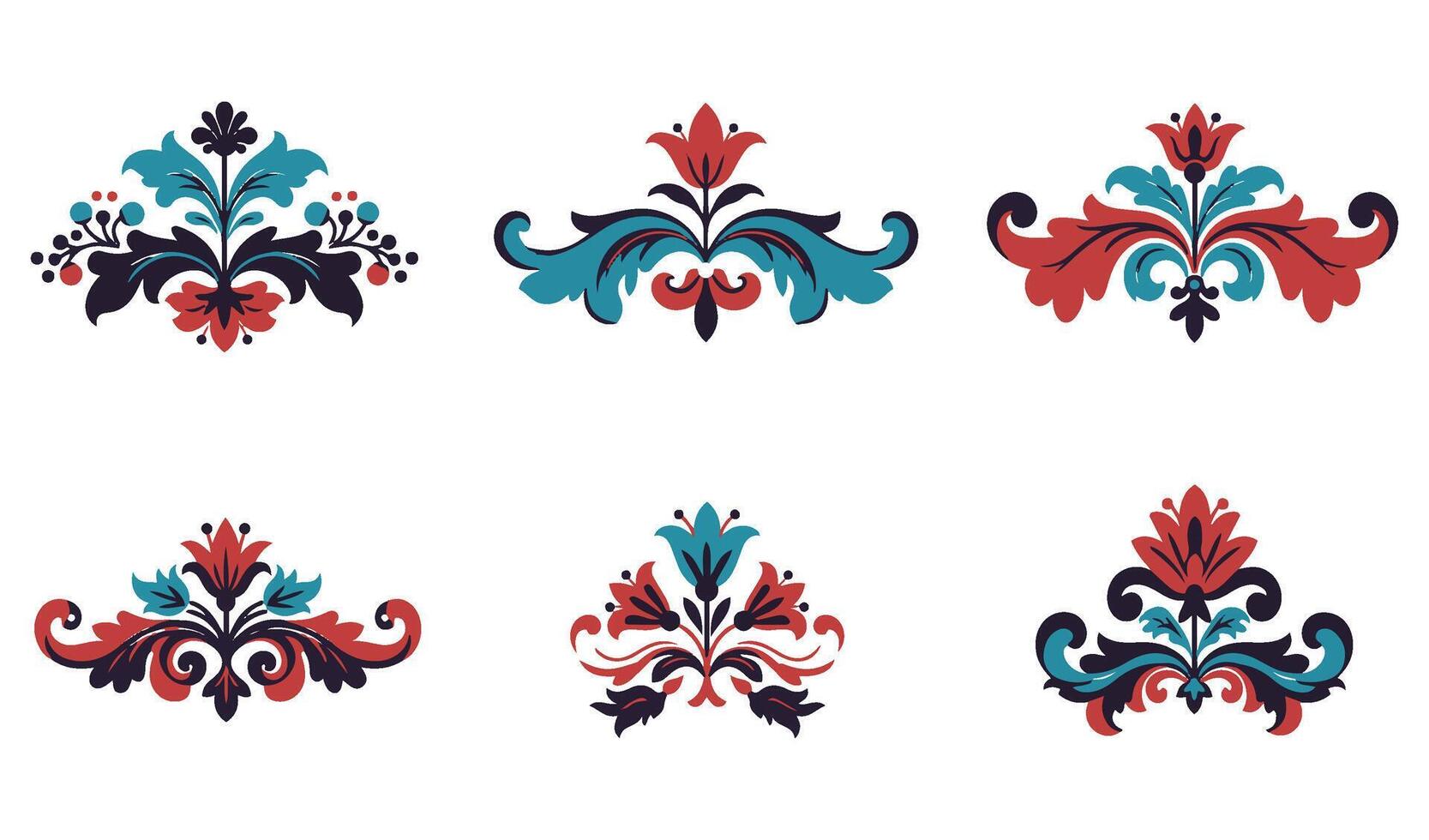 Luxurious Floral Element Royalty Pattern Set with Delicate and Detailed Filigree for Royal-Inspired Creations vector