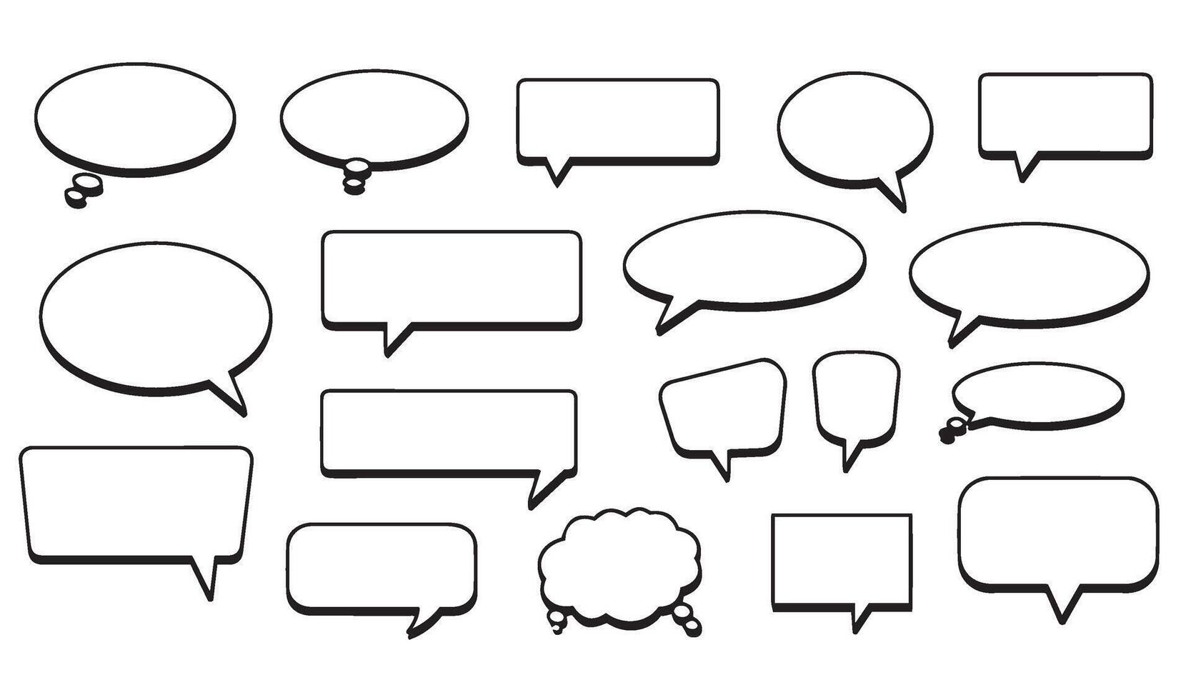 Creative Sketch Style Speech Bubble Vectors Set Displaying Different Conversation Box Shapes for Graphic Design Comic Art and Digital Communication