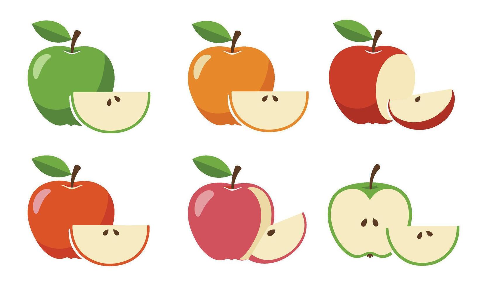 Creative Apple Cut Sliced Set Icon Showcasing Fresh and Juicy Apple Designs Ideal for Wellness Campaigns Healthy Lifestyle Graphics and Recipe Books vector