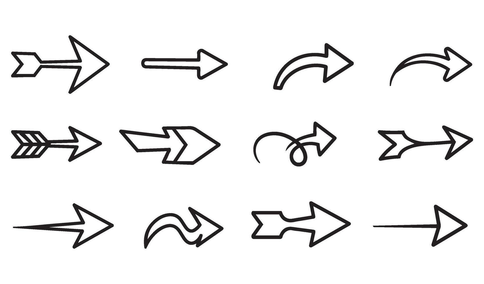 Unique and Stylish Dynamic Collection of Hand-Drawn Arrow Set Silhouette Perfect for Map Directional Signage and Wayfinding Designs vector