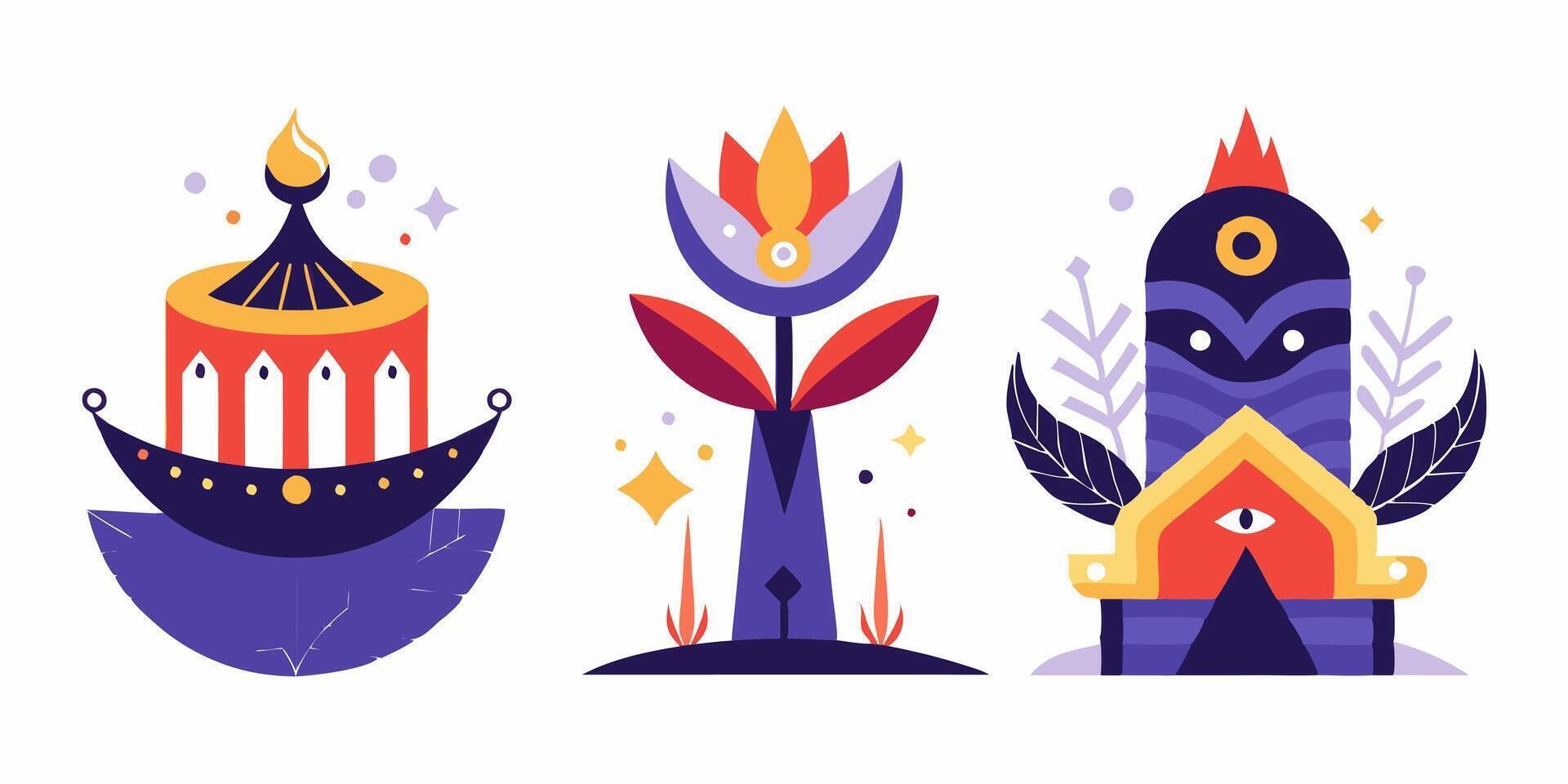 Three different types of buildings with different designs vector