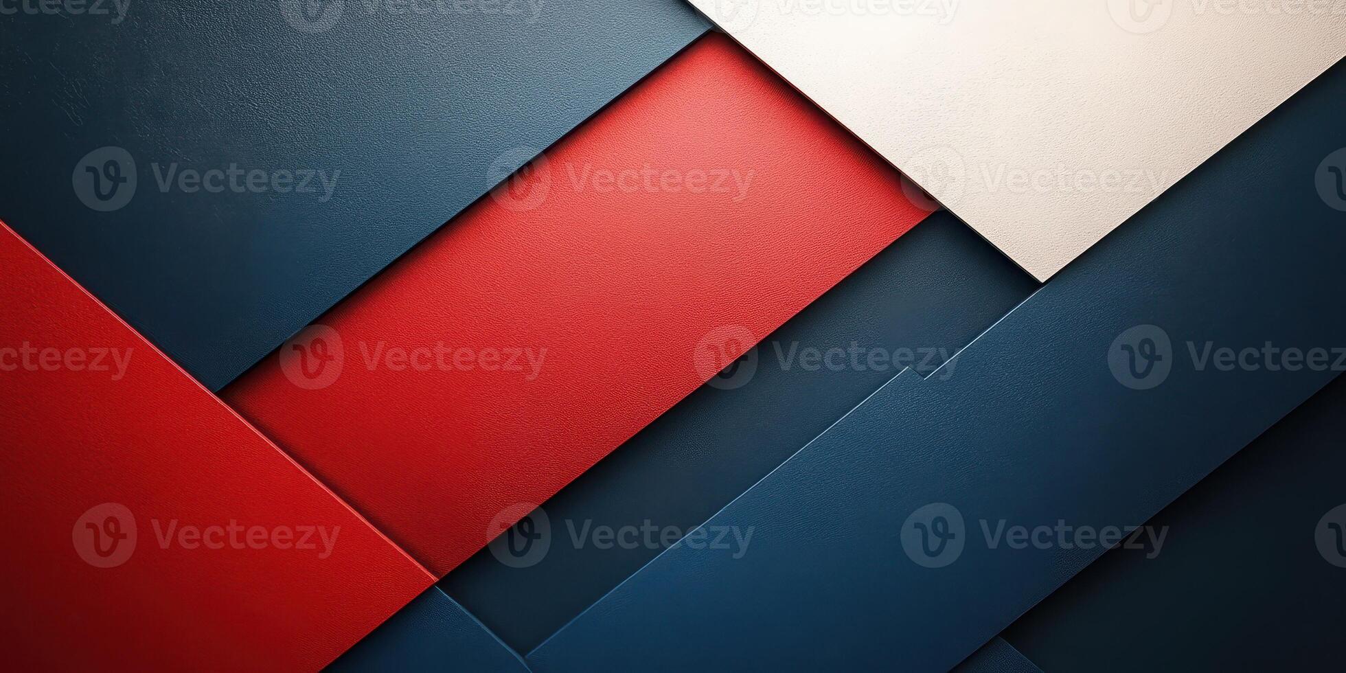 Abstract design with red, blue, and cream geometric shapes creates a modern and dynamic visual effect photo