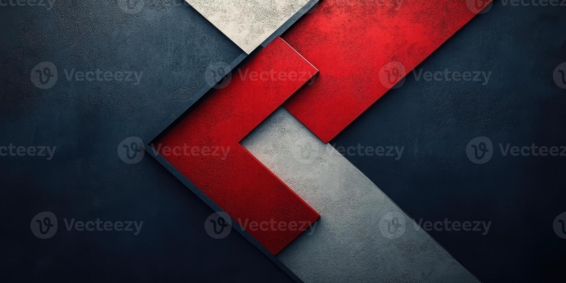 Abstract geometric art featuring red, white, and gray shapes with a textured background in a modern style photo