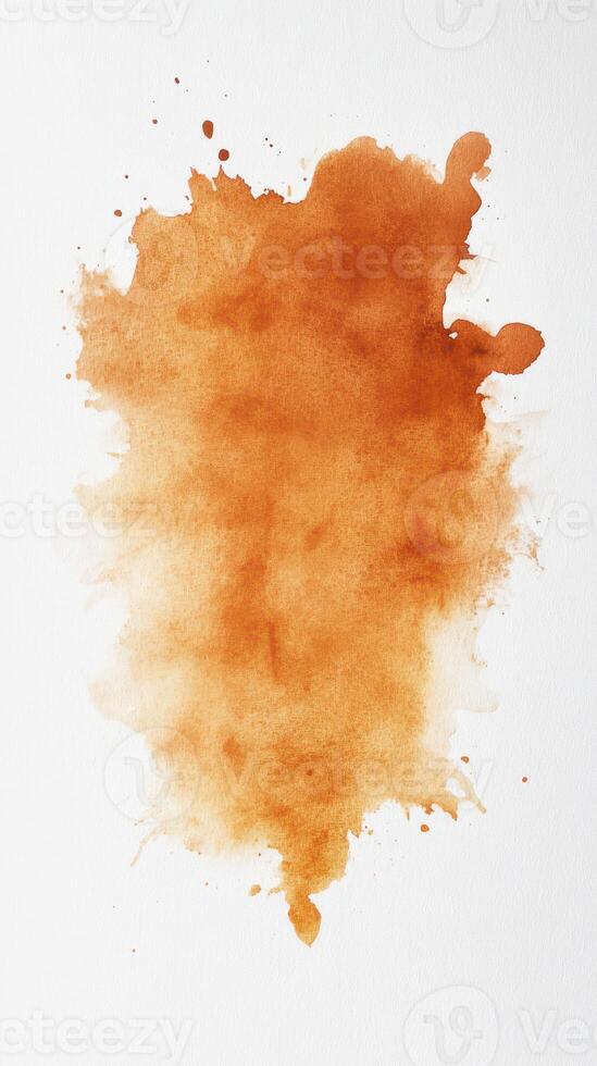 Colorful watercolor splash with warm tones on white paper background highlighting texture and artistic potential photo