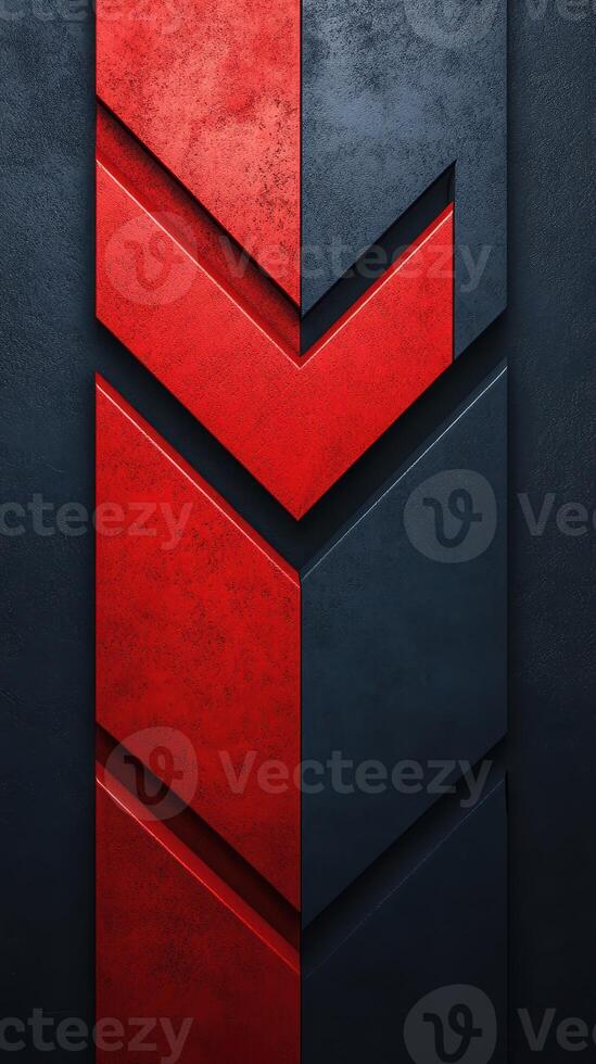 Dynamic geometric design with red and black elements on a textured background creating a modern visual impact photo