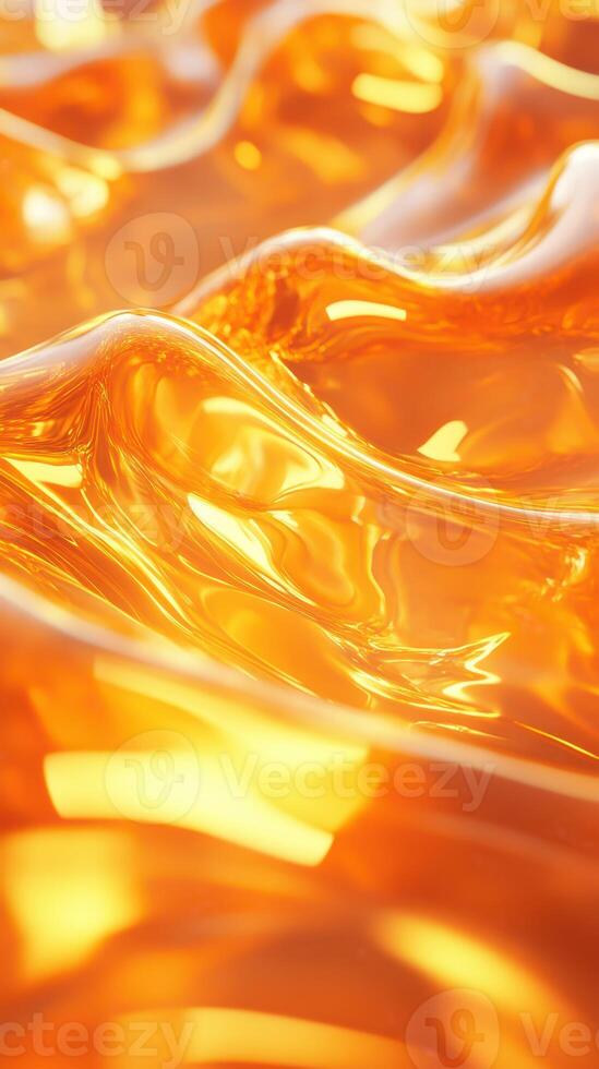 Vibrant orange translucent liquid waves flowing with smooth texture and glowing light in a bright setting photo