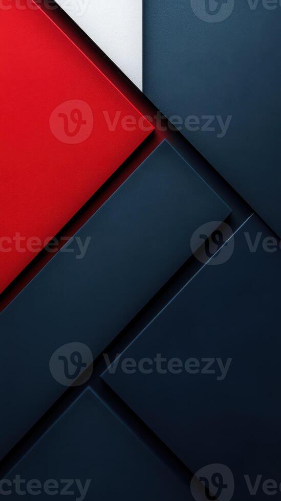 Abstract geometric design with bold red, navy, and white shapes creating a modern aesthetic photo