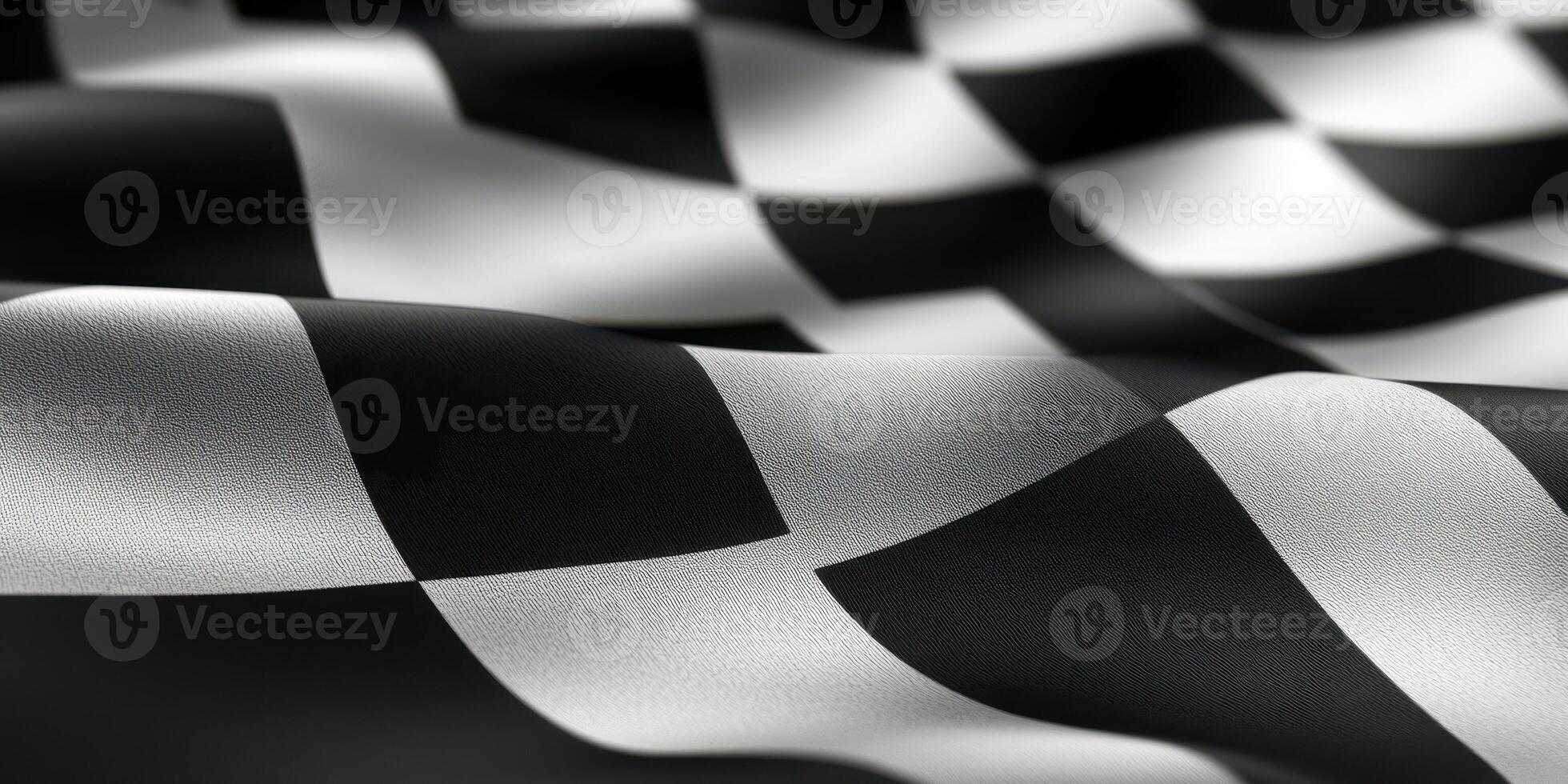 Checkered flag waving at a racing event signaling the end of a competitive race photo
