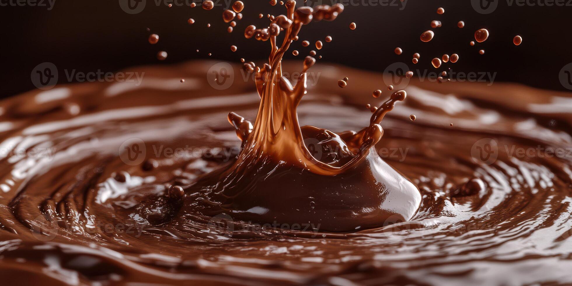 Captivating chocolate splash creates beautiful droplets in dark liquid waves during culinary experiment photo