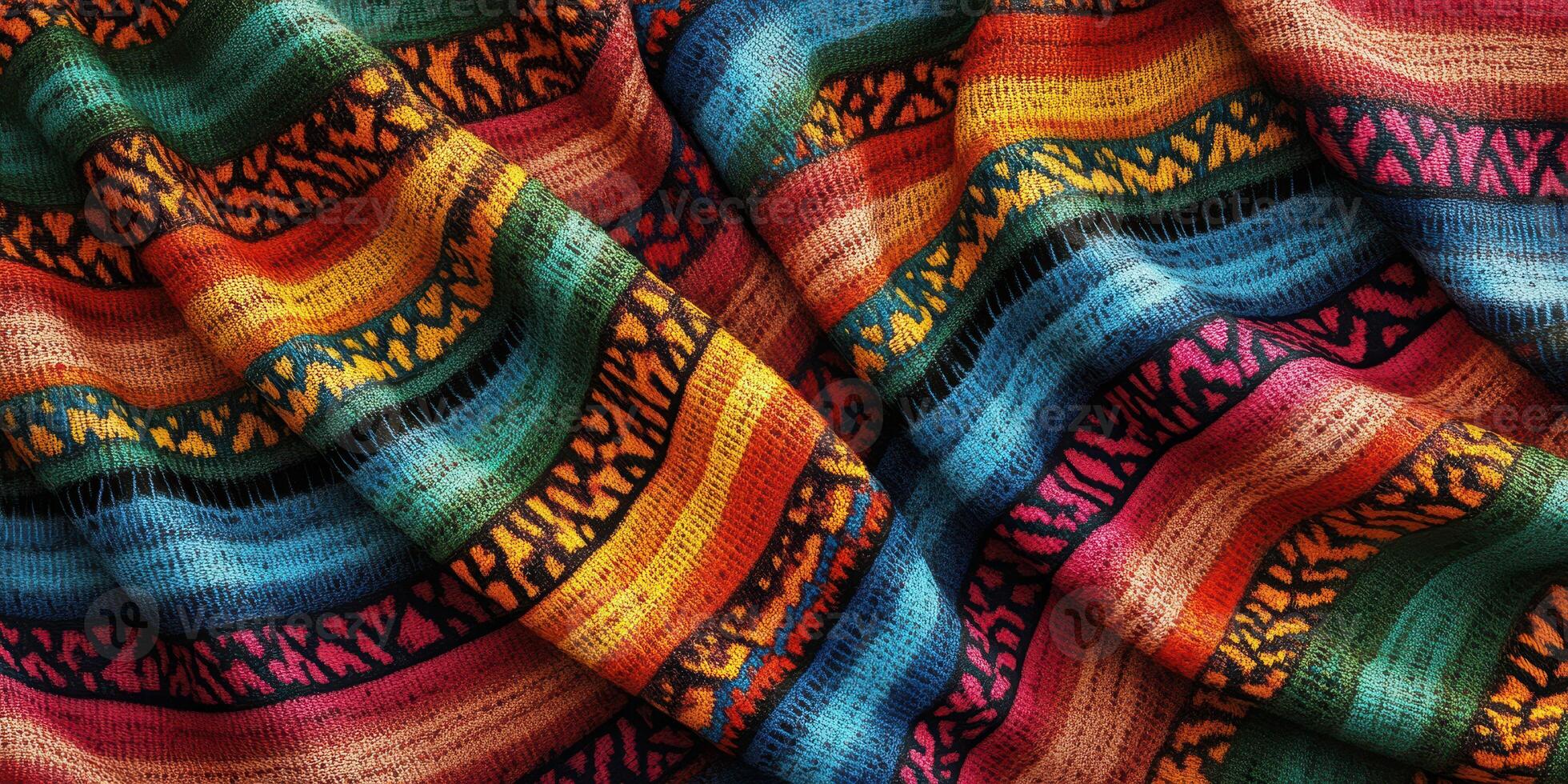 Brightly colored textile showcasing vibrant patterns in a lively design photo
