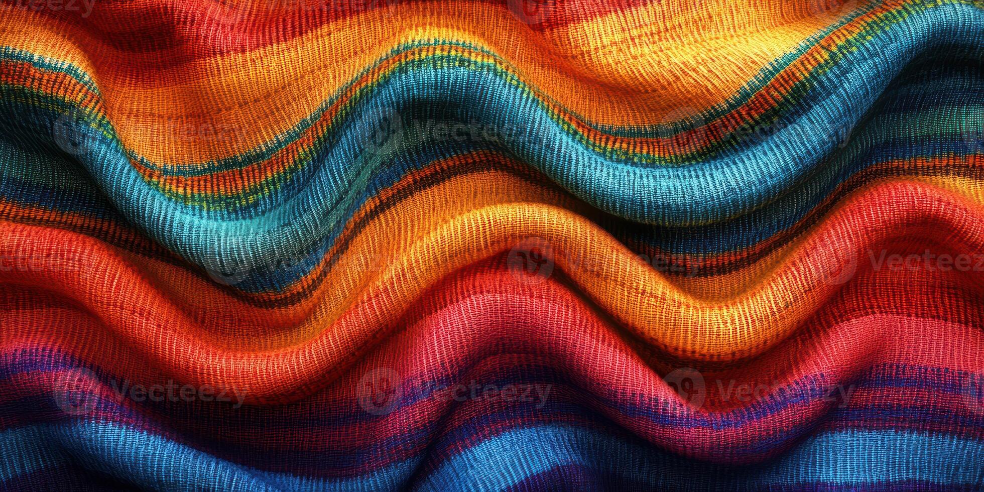 Colorful textile pattern showcasing vibrant waves and texture in warm tones photo