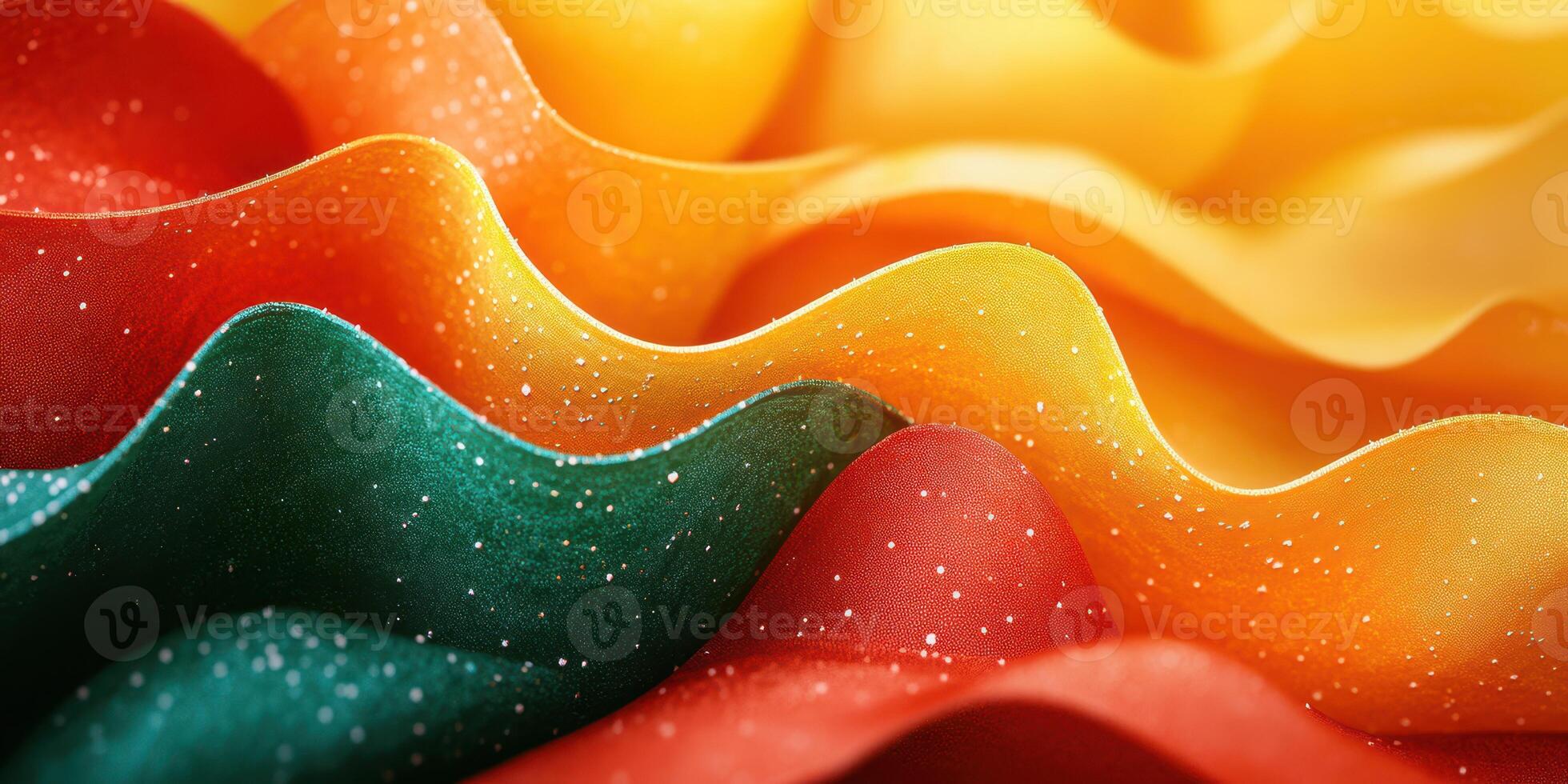 Colorful fabric waves create a vibrant display of texture and light in a warm setting photo
