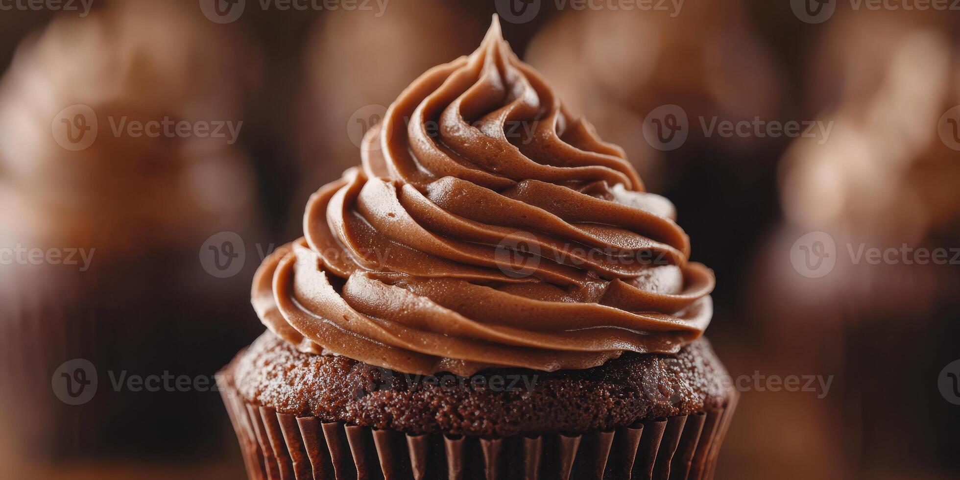 Delicious chocolate cupcake topped with rich swirls of frosting in a bakery setting during the day photo