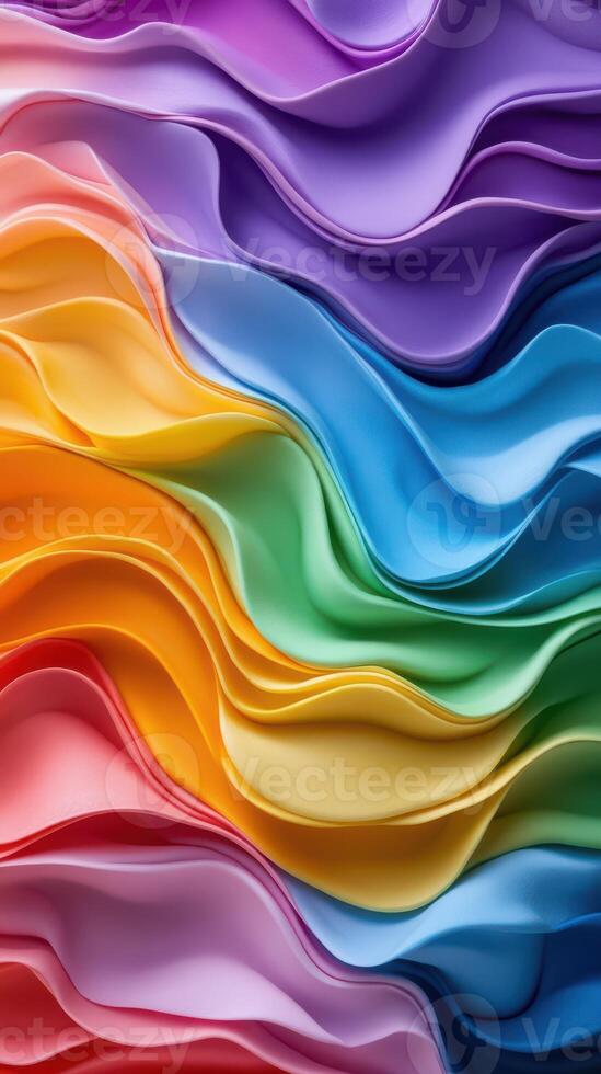 Colorful waves of fabric create a vibrant display of texture and movement in the fabric workshop photo