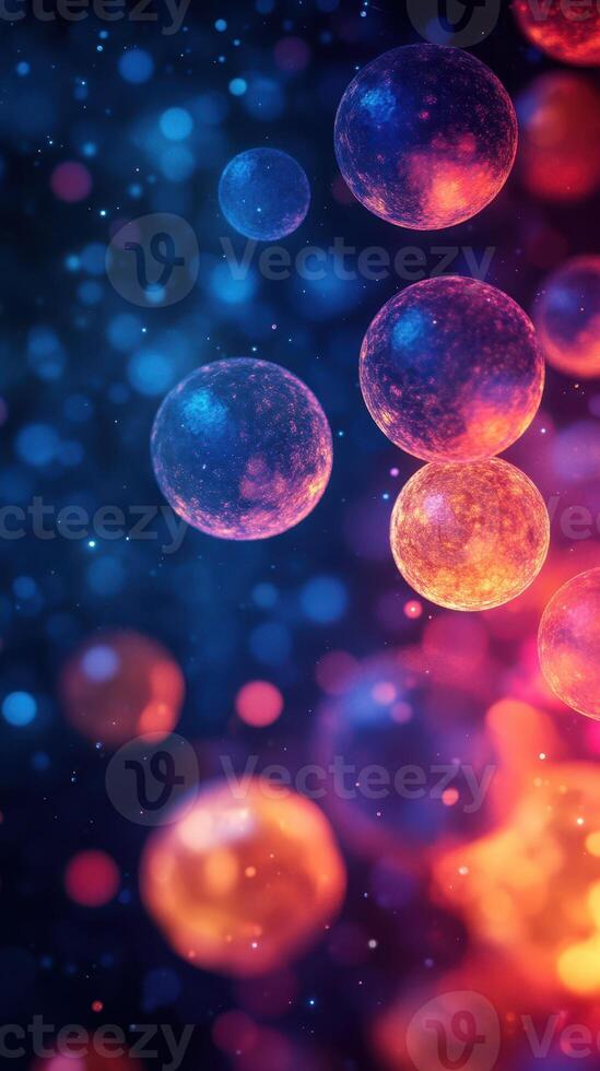 Colorful abstract representation of molecules in a cosmic background photo