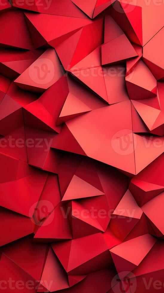Dynamic arrangement of red geometric shapes creates a striking visual texture in bold design photo