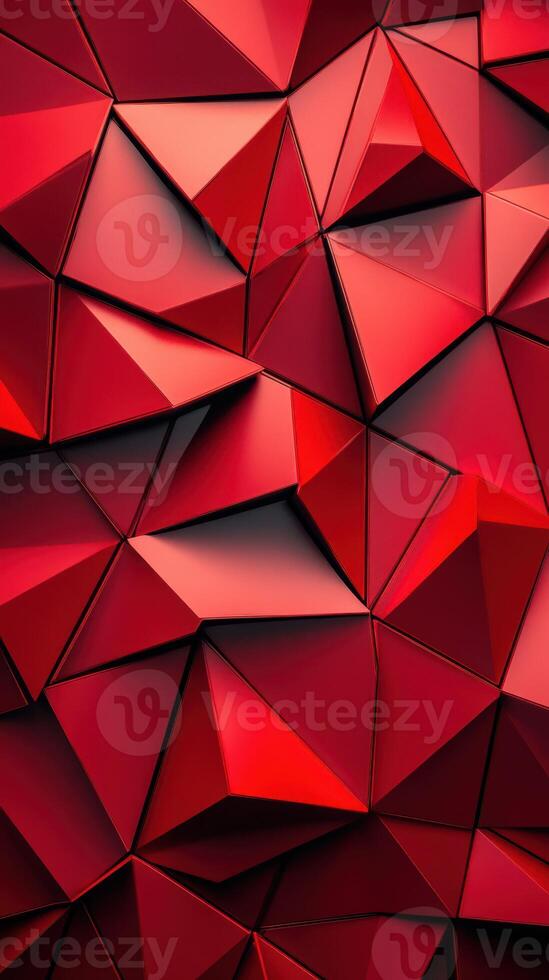 Geometric red patterns create a striking visual texture through sharp angles and faceted surfaces photo