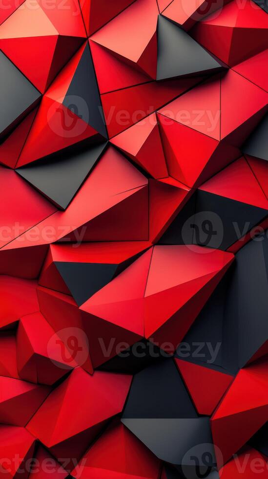 Abstract geometric shapes in striking red and black patterns create a captivating visual experience in contemporary art design photo