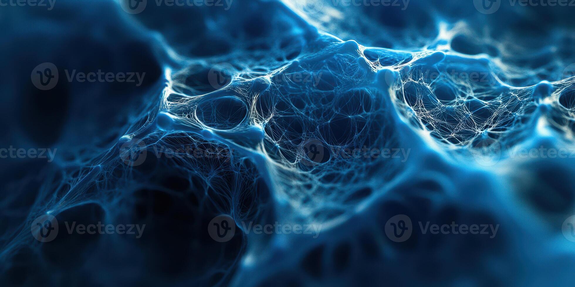 Abstract blue web-like structure showcasing intricate patterns and depth in a visually captivating design photo