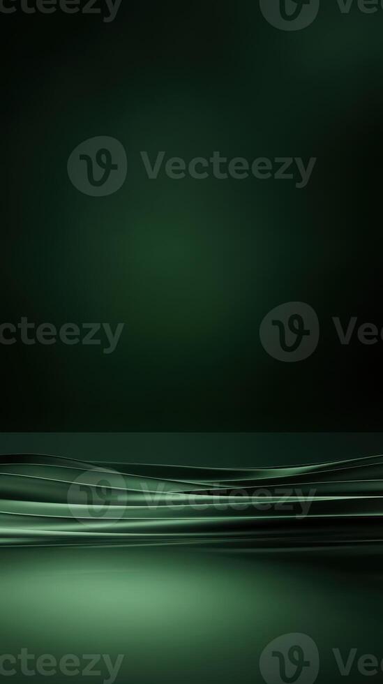 Green abstract background with smooth waves creating a calming and serene atmosphere in a minimalist design photo