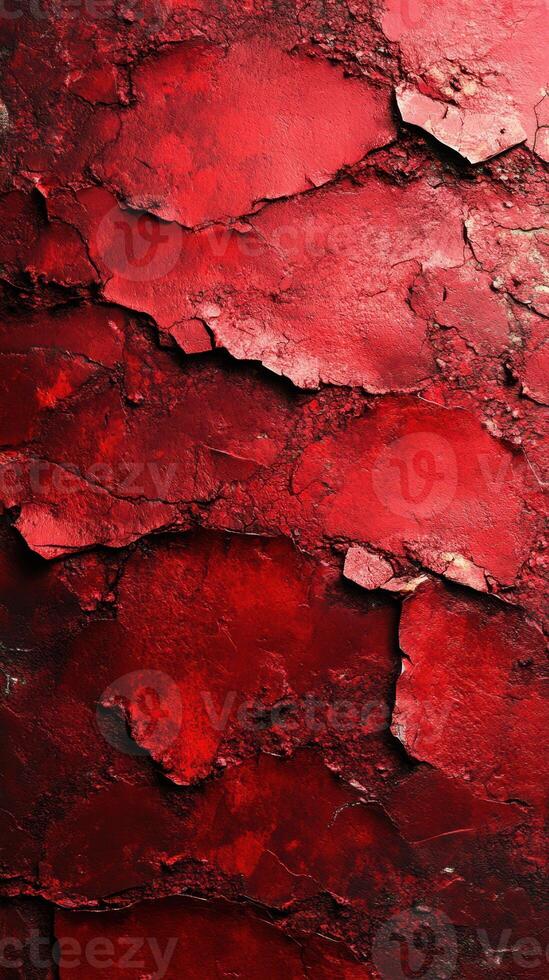 Vibrant cracked red surface showcasing texture and depth in a dynamic art piece photo