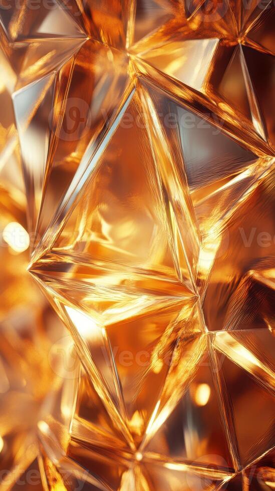 Intricate patterns of amber light creating stunning reflections in a crystal-like structure photo