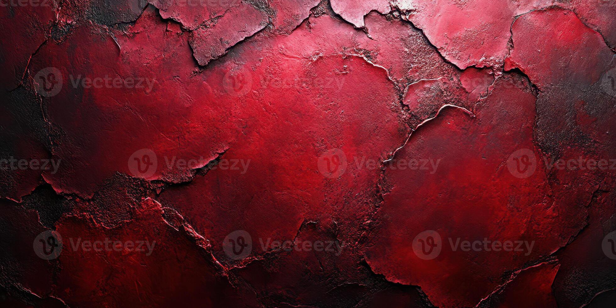 Textured red wall with dark undertones showcasing cracks and depth in a modern artistic setting photo