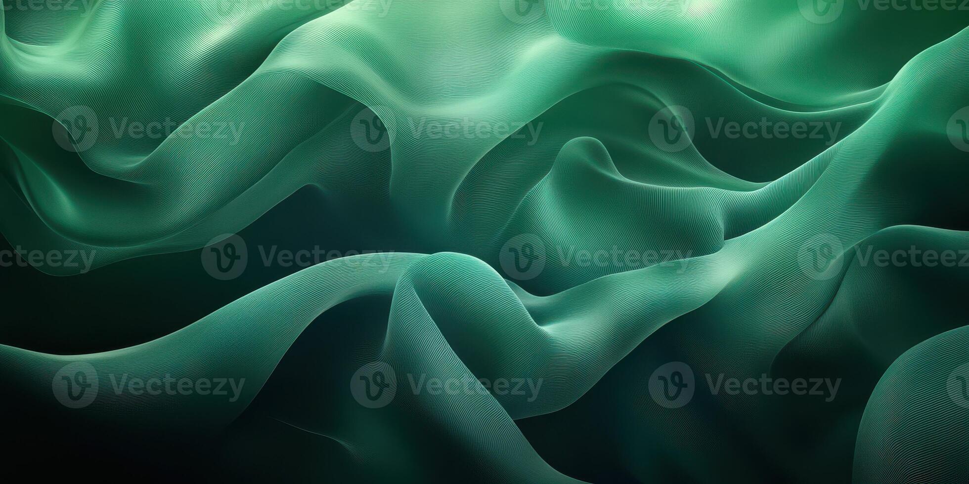 Fluid movement of green fabric creating a soothing ambiance with gentle waves and textures photo