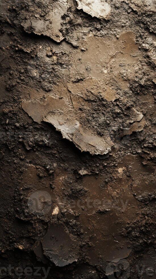 Textured wall surface showing layers of grime and peeling paint in an urban environment photo