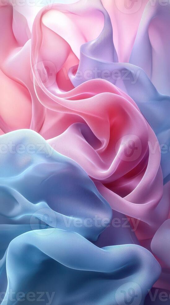 Soft flowing fabric in pastel colors creates a serene and calming visual effect perfect for creative design projects photo