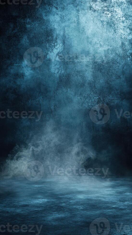 Misty blue atmosphere fills a dimly lit space with an ethereal glow creating a mysterious ambience for artistic projects photo