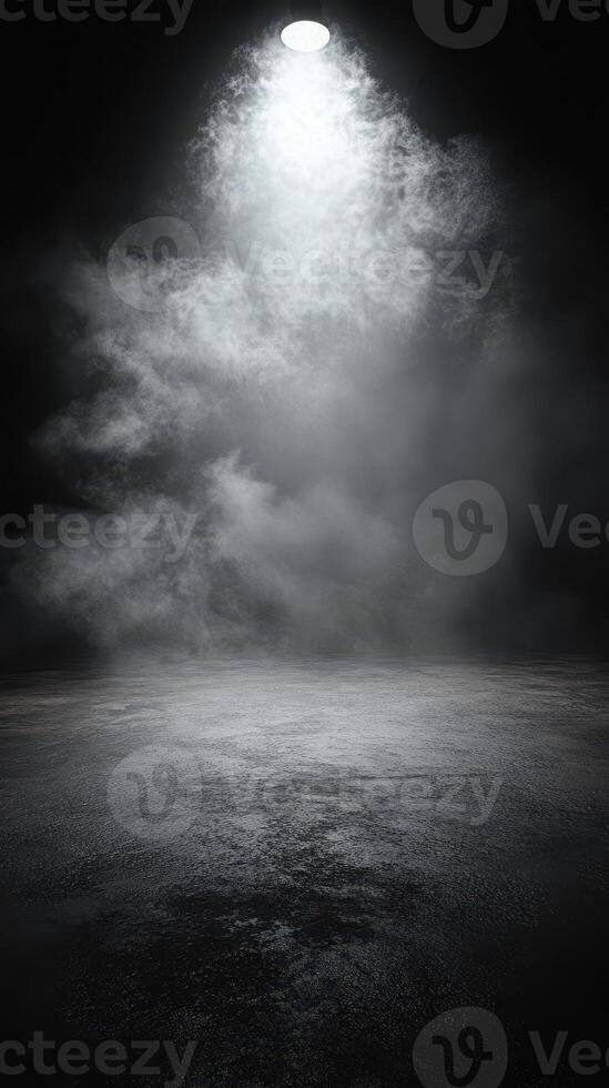 Soft light illuminating a misty, dark space creating a mysterious atmosphere photo