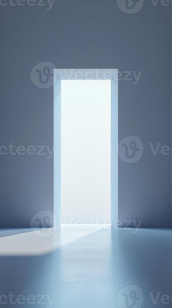Light streaming through an open door creates a serene atmosphere in a minimalist setting photo