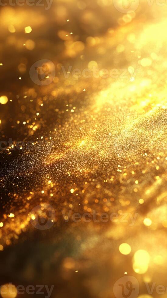 Sparkling golden background with shimmering particles illuminating a smooth texture photo