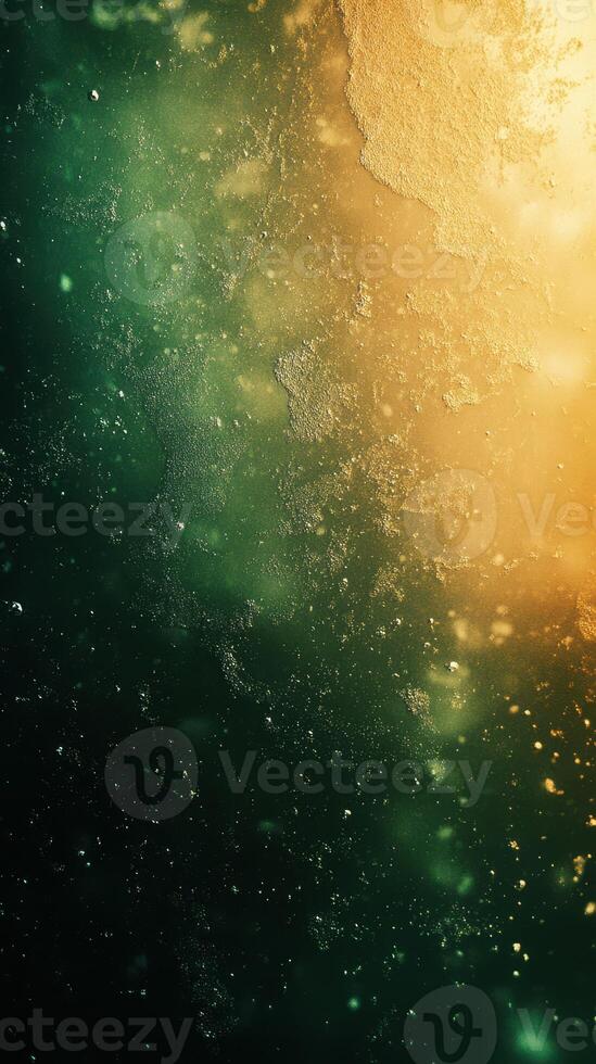 Colorful abstract background with blurred light and textures showcasing green and gold hues photo