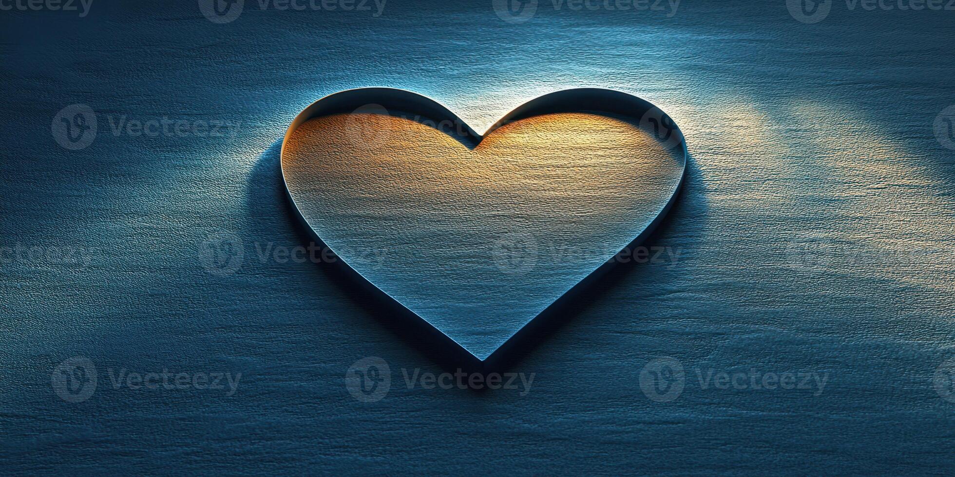 Heart-shaped design illuminated by soft lighting on a textured surface creates a romantic atmosphere photo