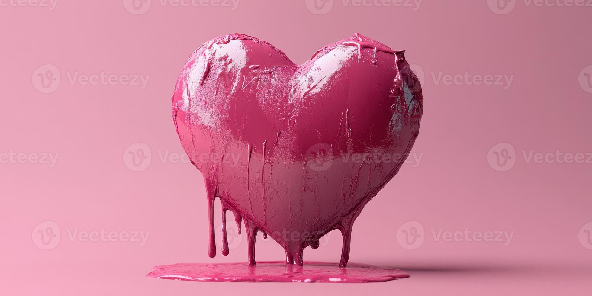 Sculpted pink heart melts on a soft pink background, creating a playful and artistic visual display of love and emotion photo