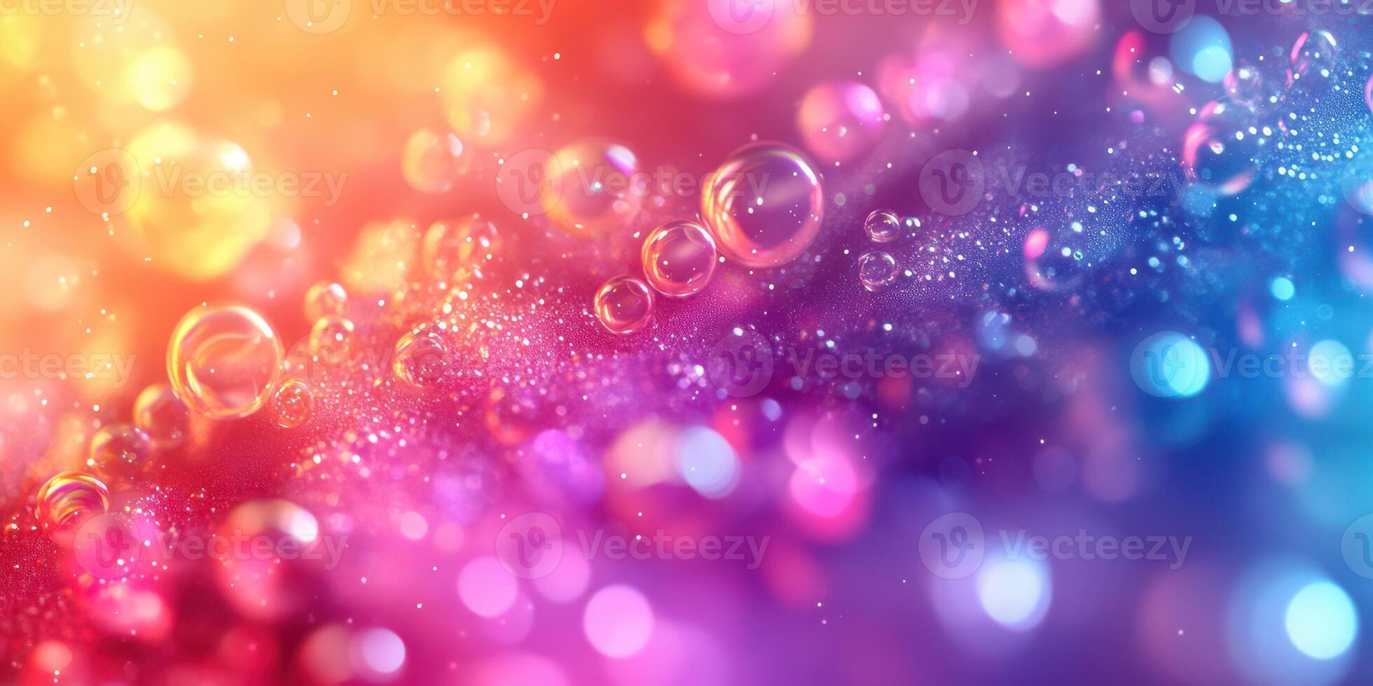 Colorful bubbles float gracefully in a vibrant abstract background filled with light photo