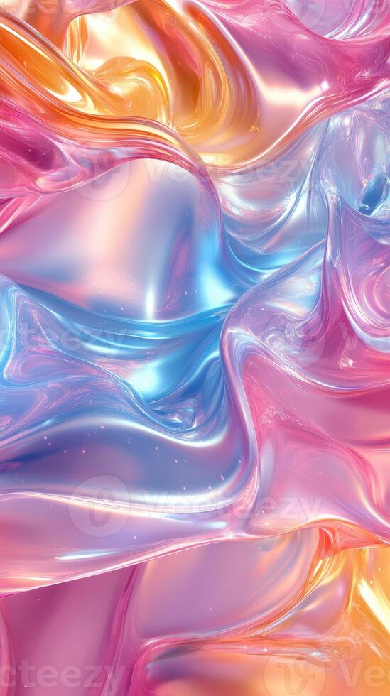 Colorful abstract wave patterns in vibrant hues of pink, blue, and yellow create a stunning visual effect photo