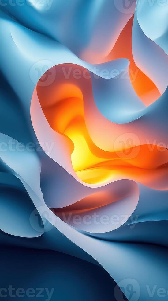 Colorful abstract design featuring soft curves and glowing light in a fluid pattern, inspired by natural forms photo