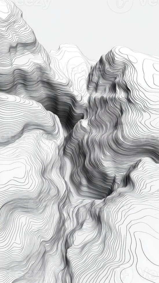 Intricate topographical lines create a mesmerizing landscape in black and white photo