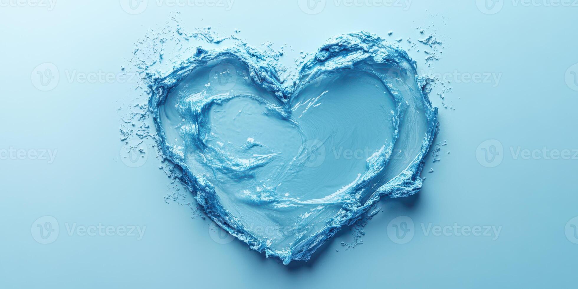 Blue heart shape created with smooth creamy texture on a light background in artistic display photo