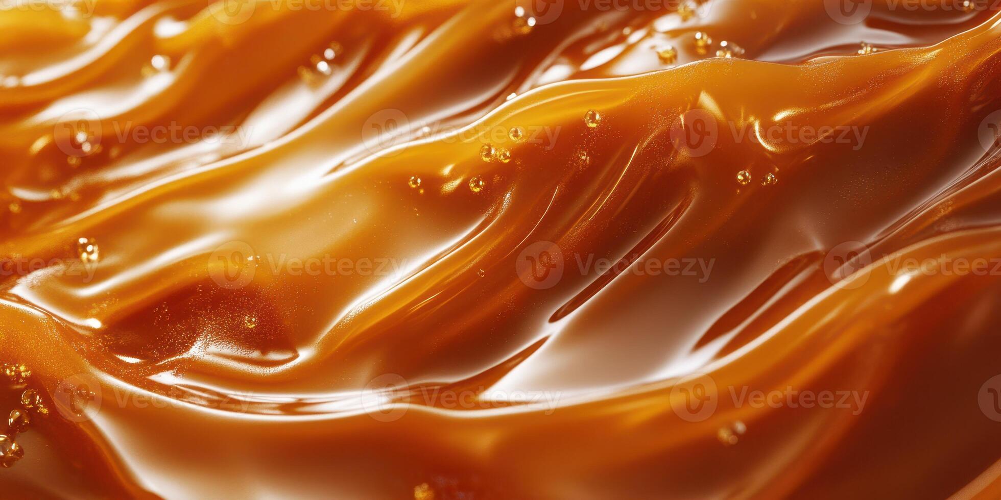 Smooth and glossy caramel texture captured under soft light creating an inviting and delicious appearance photo