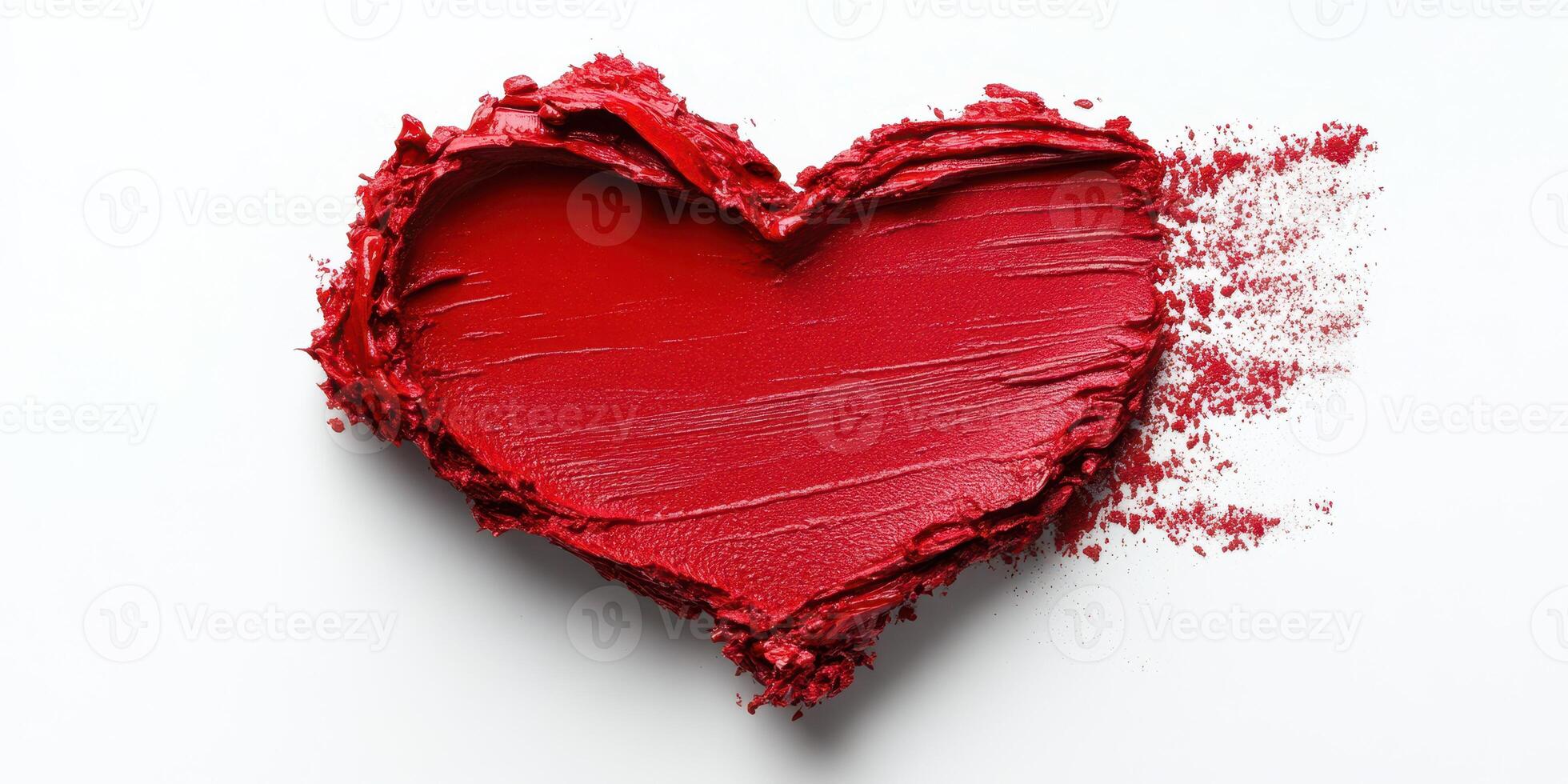 Heart shape created with red paint on a white background showcasing artistic expression and creativity photo