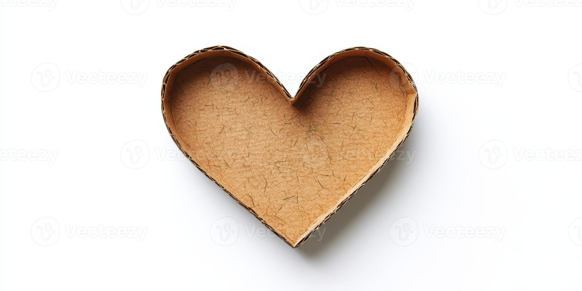 Cardboard heart-shaped box for creative DIY projects and gift ideas on a white background photo