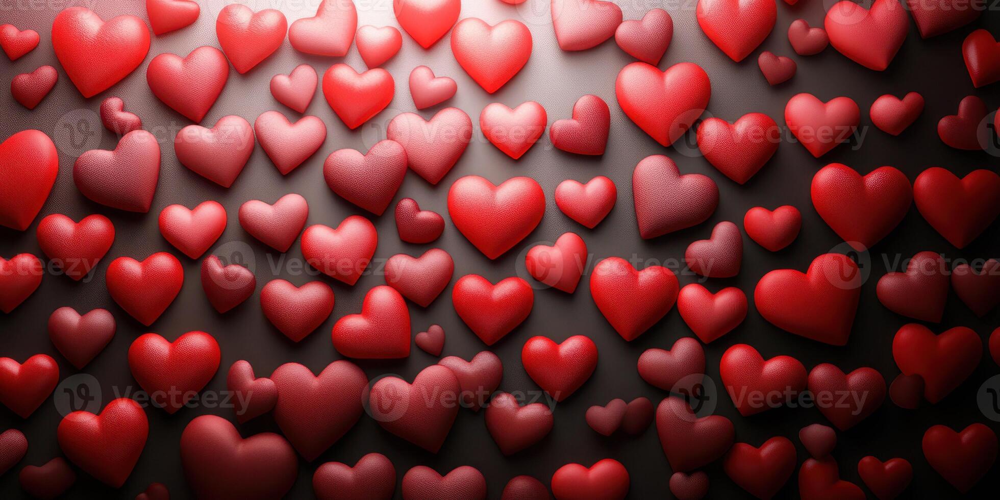 Colorful arrangement of red hearts on a dark background ideal for expressing love and affection on special occasions photo