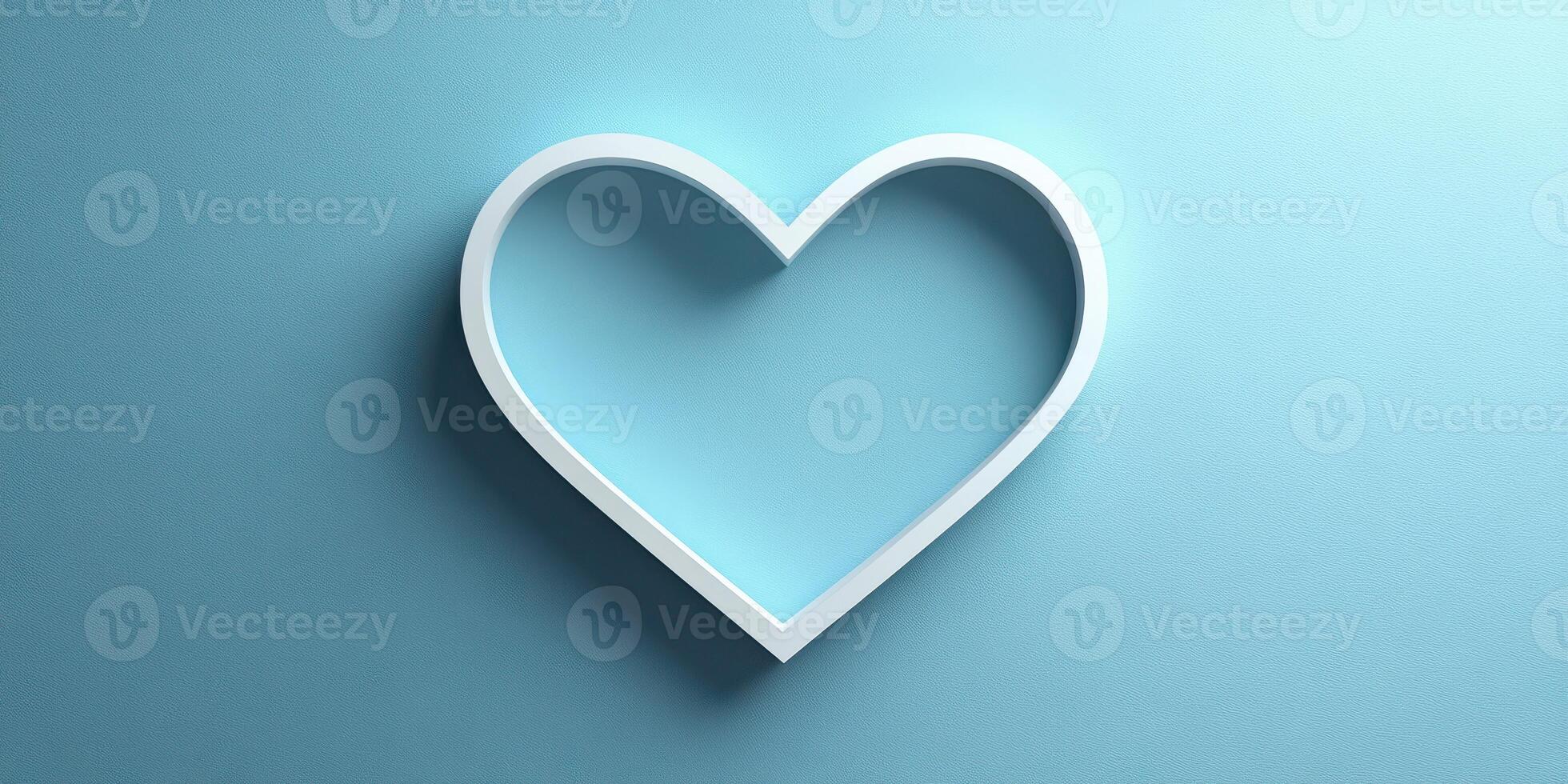 Heart outline on a smooth blue background creates a minimalist and serene visual ideal for romantic themes and designs photo