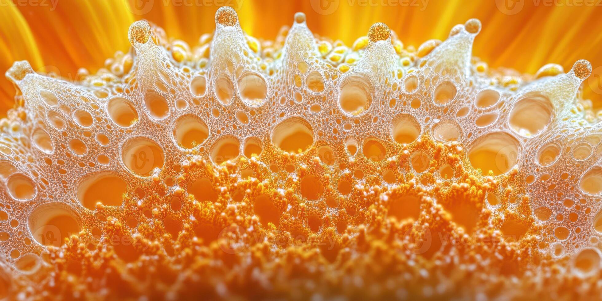 Close-up view of intricate patterns on a vibrant orange flower petal showcasing natural textures photo