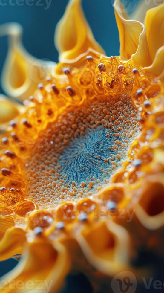 Sunflower close-up reveals intricate patterns and vibrant colors showcasing nature's beauty in full bloom during summer photo